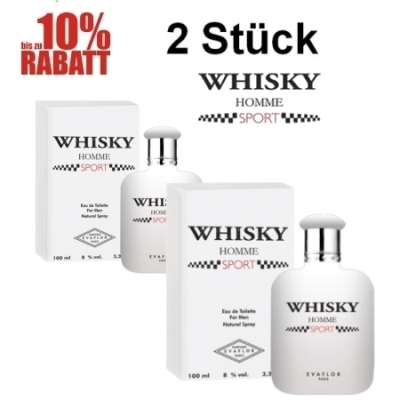 Evaflor Whisky Homme Sport - Eau de Toilette fur Herren 100 ml, 2 Stuck