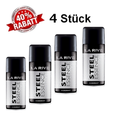 La Rive Steel Essence - Deodorant Spray fur Herren 150 ml, 4 Stuck