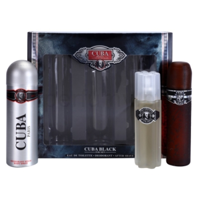 Cuba Black Men - Set fur Herren, Eau de Toilette, Deodorant, Aftershave