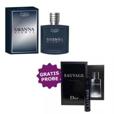 Lamis Savanna Nights - Eau de Toilette fur Herren 100 ml, Probe Dior Sauvage