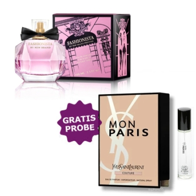 New Brand Fashionista - Eau de Parfum 100 ml, Probe Yves Saint Laurent Mon Paris