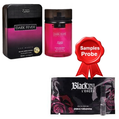 Lamis Dark Fever Woman de Luxe - Eau de Parfum 100 ml, Probe Paco Rabane Black XS L' Exces