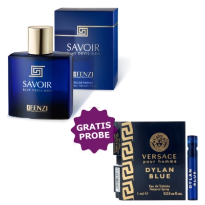 JFenzi Savoir Blue Devil Men - Eau de Parfum 100 ml, Probe Versace Dylan Blue Homme