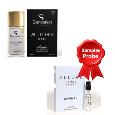 Sensation 124 All Lures Sport - Eau de Parfum fur Herren 36 ml, Probe Chanel Allure Homme Sport