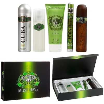 Cuba Must Have Green - Set fur Herren, 2 x Eau de Toilette, Showergel, Aftershave, Deospray
